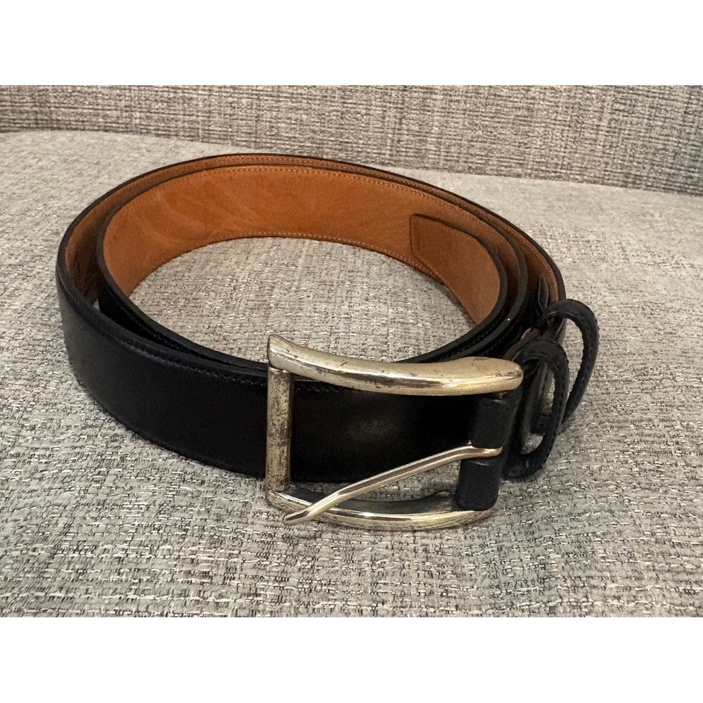 Trafalgar Lorenzo Men's 36 Black Cortina Leather Dress Belt Italian Lining